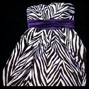 Strapless zebra print dress